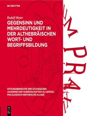 cover image of Gegensinn und Mehrdeutigkeit in der althebräischen Wort- und Begriffsbildung